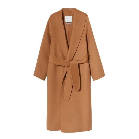 Iconic Mango 76% Wool Handmade Belted Coat Old Money - Picture 9 of 13